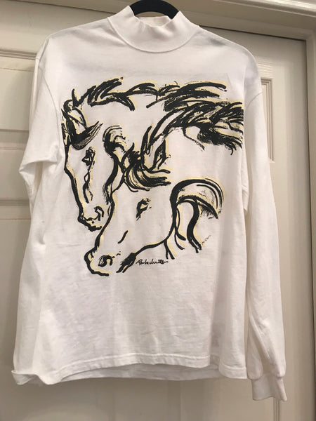 All Cotton Horse Art Shirt Long Sleeve