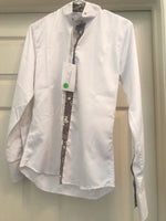 Long Sleeve Herringbone/Tone on Tone White Show Shirt Size 32, 36, 38  #100-217