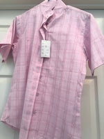 Short Sleeve Show or Casual Wear Pink Plaid Hunter Shirt Size 34 #100-227