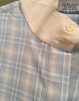 Short sleeve show or casual wear shirt - Lt Blue Window Pane plaid - sizes 32 - 44 #100-231